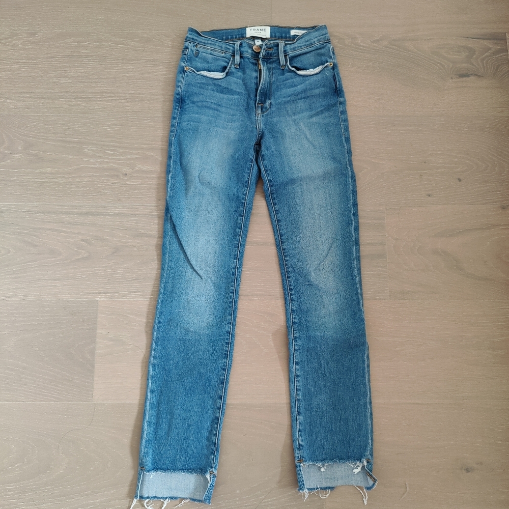 Frame Denim Women's Straight Leg Jeans in Medium Blue